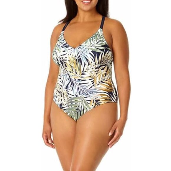 NEW Hurley Women's L One Piece Swimsuit Cayman Palms Tropical Leaf UPF 50+ Comfy - Picture 4 of 14